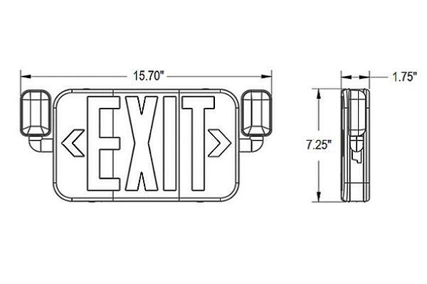 Raycos Indoor Combo Exit Light / Battery 4.8W, 120-277V - RY-EX-COMBO-W