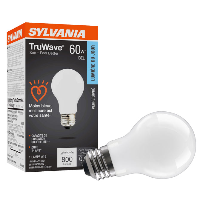 SYLVANIA LED A19 Lamp 8W 5000K Frosted E26 – LED8A19DIMO95013YTLRP
