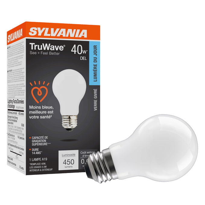 SYLVANIA LED A19 Lamp 5.5W 5000K Frosted E26 – LED5.5A19DIMO95013YTLRP