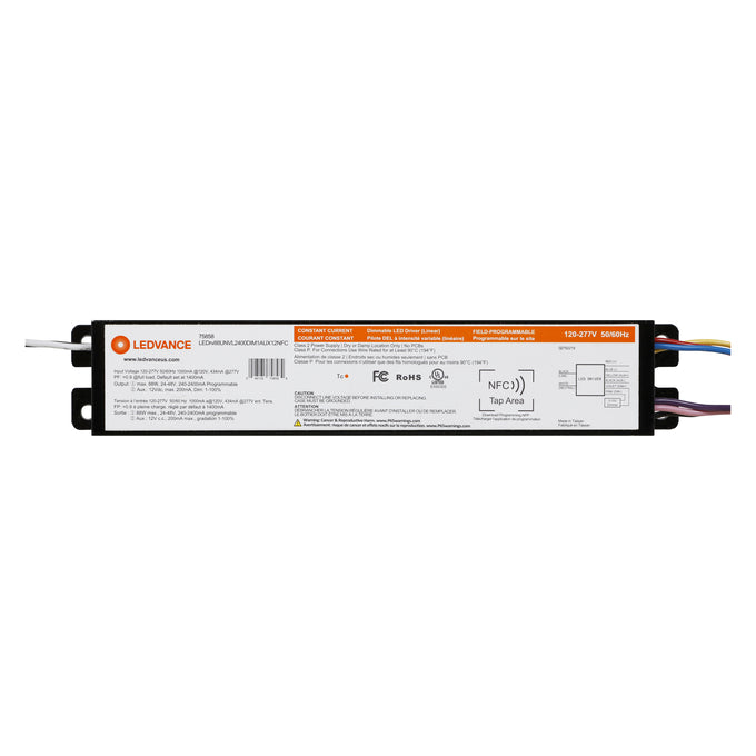 LED Driver - 120-277V - 240-2400 mA, 88W, 0-10V Dimmable - LEDrv88UNVL2400DIM1AUX12NFC