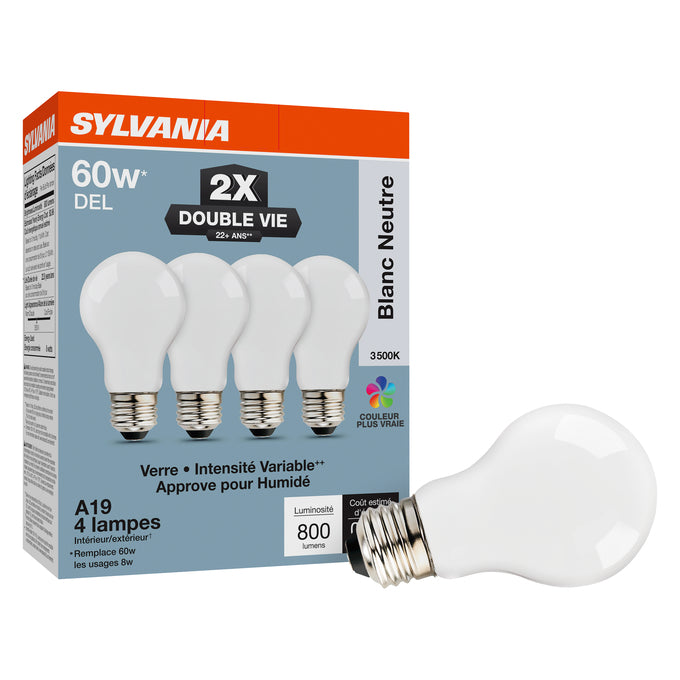 LED A19 Lamp – 8W, 3500K, 120V, Dimmable, Medium Base – LED8A19DIMO93522YWRP4