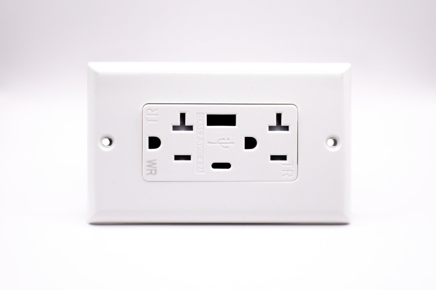 15A USB & USB-C Combo GFCI Outlet – Tamper Resistant – White