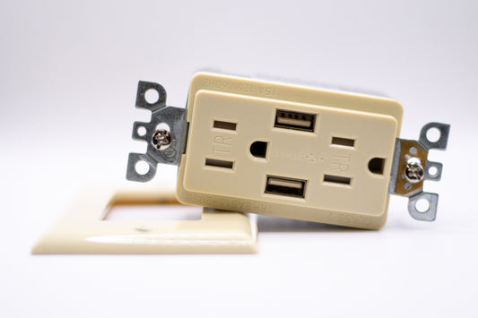 15A USB GFCI Outlet – Tamper Resistant – Almond