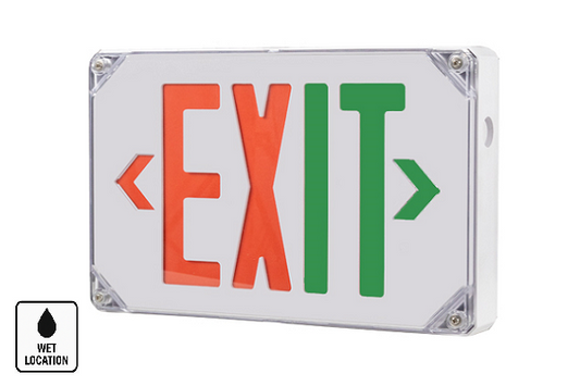 Raycos Wet Location Exit Light Size "12.60"x2.50"x8.00", 120=277V - RY-EX-WET