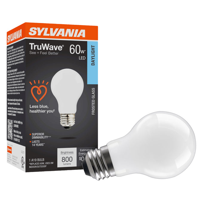 SYLVANIA LED A19 Lamp 8W 5000K Frosted E26 – LED8A19DIMO95013YTLRP