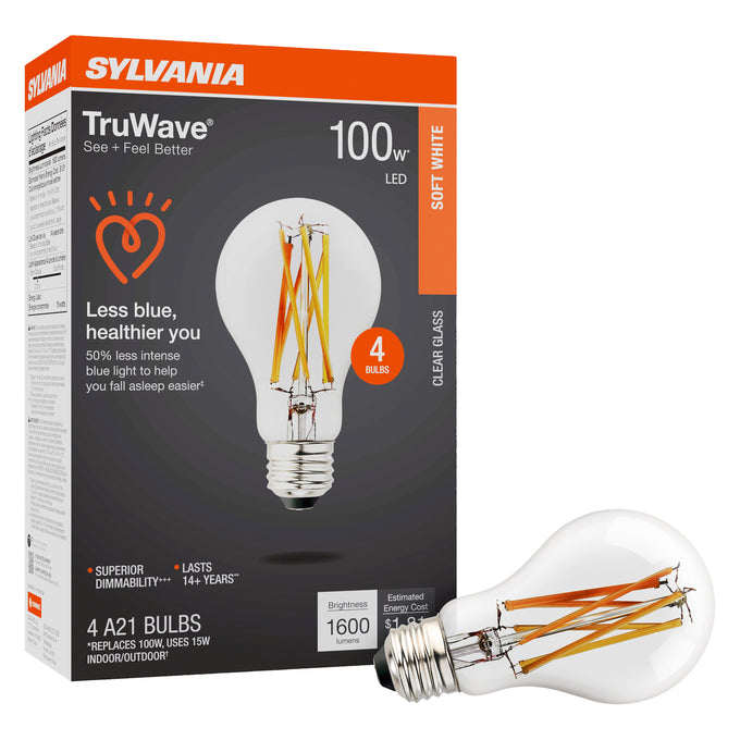 SYLVANIA LED A21 Lamp 15W 2700K Clear E26 – LED15A21DIMCL92713YTLRP
