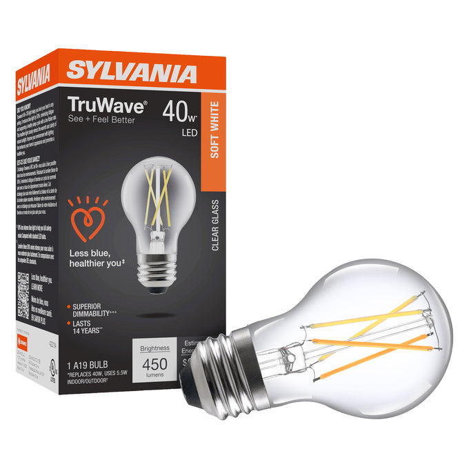 SYLVANIA LED A19 Lamp 5.5W 2700K Clear E26 – LED5.5A19DIMCL92713YTLRP