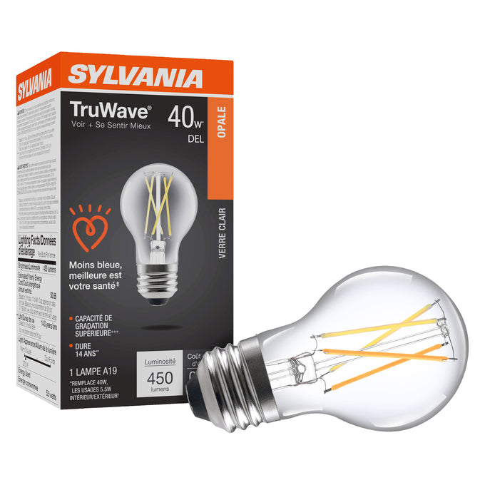 SYLVANIA LED A19 Lamp 5.5W 2700K Clear E26 – LED5.5A19DIMCL92713YTLRP