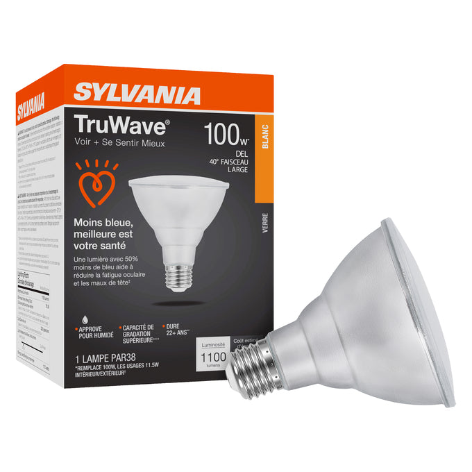 SYLVANIA LED PAR38 Lamp 11.5W 3000K Flood 40° E26 – LED11.5PAR38DIM930TLFL40GLRP