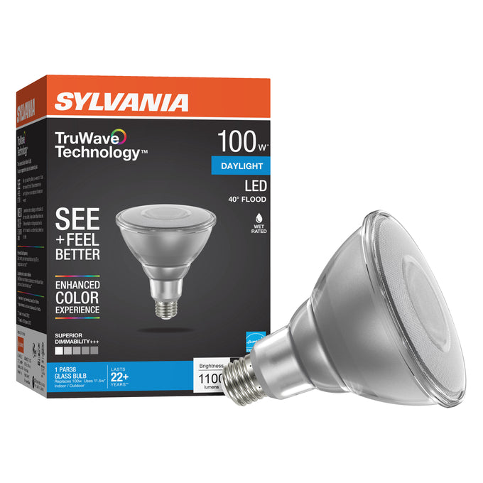 SYLVANIA LED PAR38 Lamp 11.5W 5000K Flood 40° E26 – LED11.5PAR38DIM950TLFL40GLRP
