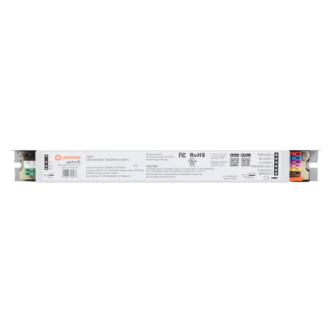 LED Driver - 120-277V - 140- 1400mA, 50W, 0-10V Dimmable - LEDrv50UNHL1400DIM1AUXNFC