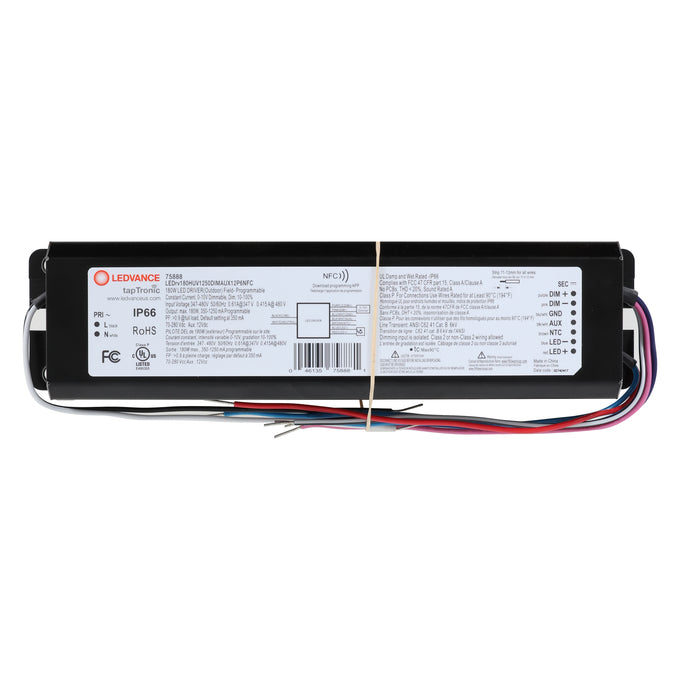 LED Driver - 277-480V - 350-1250mA, 180W, 0-10V Dimmable -LEDrv180HUV1250DIMAUX12P6NFC