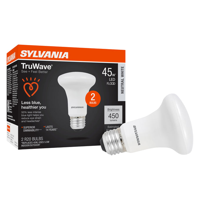 SYLVANIA LED R20 Lamp 5.5W 2700K E26 – LED5.5R20DIM927TLRP2