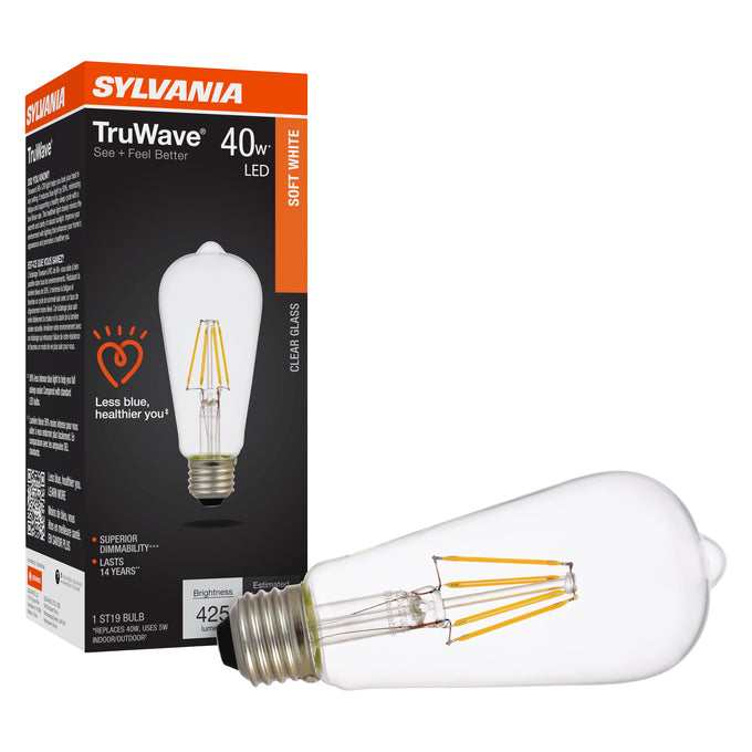 SYLVANIA LED ST19 Lamp 5W 2700K Clear E26 – LED5ST19DIM927CL13YTLRP