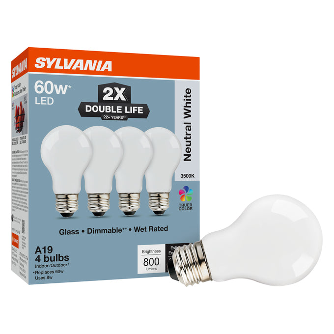 LED A19 Lamp – 8W, 3500K, 120V, Dimmable, Medium Base – LED8A19DIMO93522YWRP4