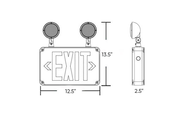 Raycos Outdoor Exit Combo / 90 Min Battery 4.6W, 120-347V - RY-EX-COMBO-WET-G