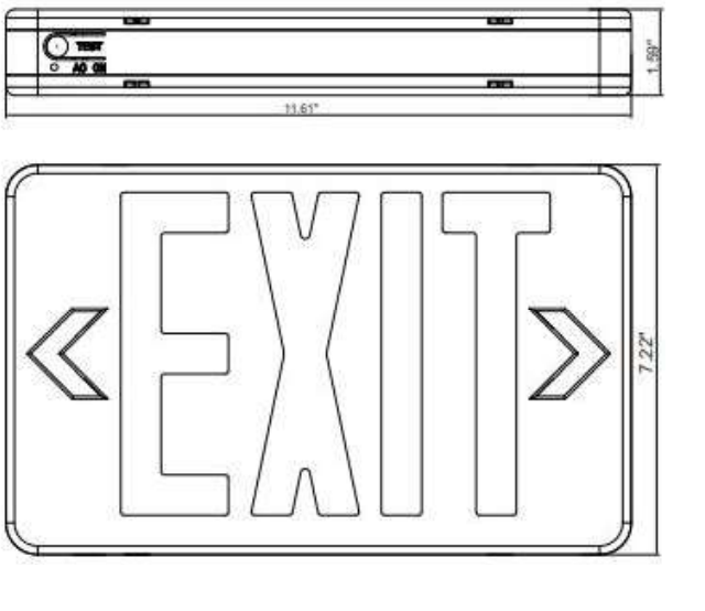 Raycos Red Exit Sign/Emergency Battery 1.0W, 120-277V - RY-EXS01-RED