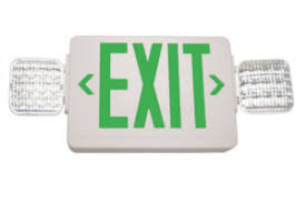 Raycos Green Combo LED Exit Sign and Emergency Light Combo  3.7W, 120-277V - RY-EXLCOMB01GREEN
