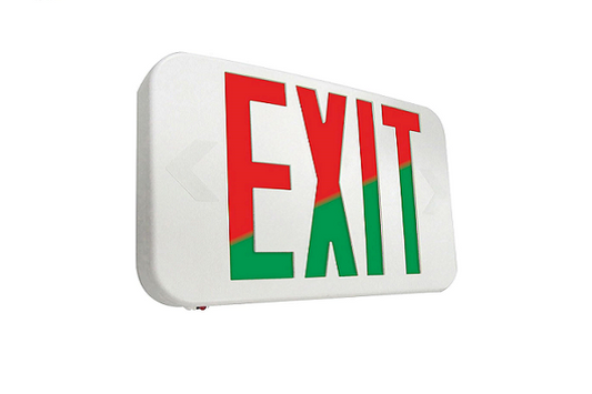 Raycos Indoor Exit Sign With Selectable Face & 90 Min EM Battery Size: "12-1/4" x 7-3/8" x 1-5/8" 3.5W, 120-277V -RY-EX-W