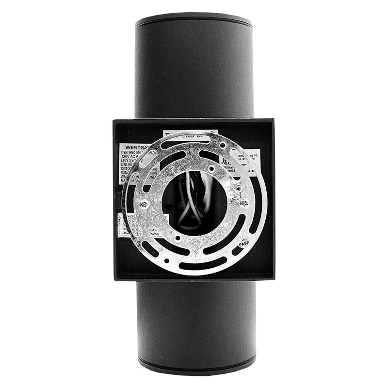 Westgate 6" LED Cylinder Lights with Photocell 2x6W/2x12W/2x16W/2x20W,120-277V, 3000K/4000K/5000K - WMC6-UDL-MCTP-BK-DD-P