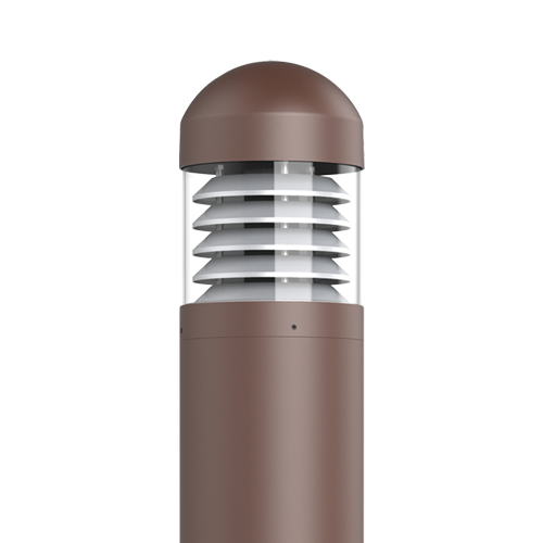 Portor Architectural LED Bollard 14W/19W/24W, Round Dome Top Louvre Style, Selectable 3000K/4000K/5000K, 120-277V – PT-ABL-R-DTP-L-3CP