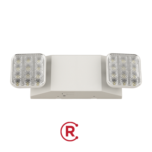 Portor Square Double Head Emergency Light with Remote Capability 2.4W, 120-277V - PT-EML-S-RC