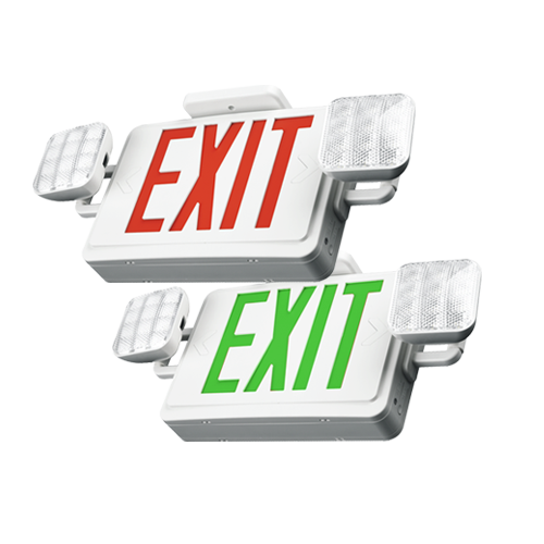 Portor Bi-Color Square Exit Sign and Emergency Light Combo 3.5W, 120-277V - PT-EXL-C-S