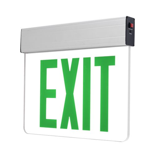 Portor Clear Edge-Lit Exit Sign with Emergency Battery Back-up 3.5W, 120-277V - PT-EXL-EDL-1-G-CLR-AL