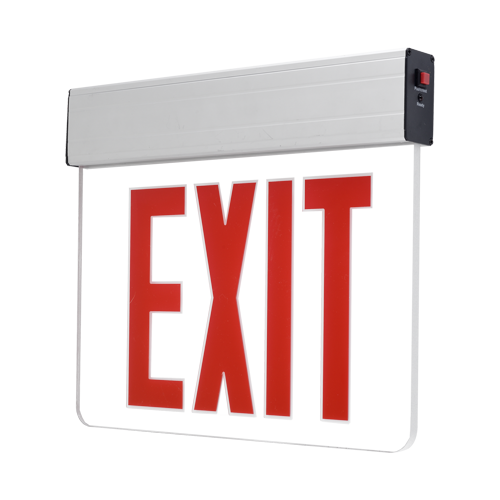 Portor Clear Edge-Lit Exit Sign with Emergency Battery Back-up 3.5W, 120-277V - PT-EXL-EDL-1-R-CLR-AL