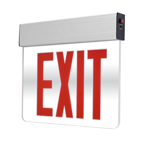 Portor Mirror Edge-Lit Exit Sign with Emergency Battery Back-up 3.5W, 120-277V - PT-EXL-EDL-2-R-MIR-AL