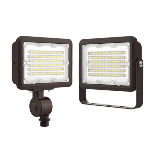 Portor Mini Flood Light 40W/50W/60W, 3000K/4000K/5000K, 120-277V, Includes Knuckle + U-Bracket Mounts – PT-FLM2-MW-3CP